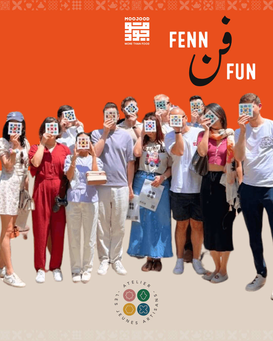 Fenn & Fun participants holding up their zellige creations.